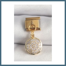 Bezos 316l Çelik Gold Renk Sallantı Zirkon Taşlı Yonca Model Nomination Charm Agc