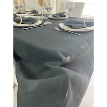 Keten Görünümlü Simsiz Begonvil Masa Örtüsü Füme