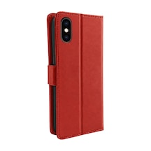 Apple Uyumlu iPhone Xs Trend S Plus Kapaklı Kılıf - Kırmızı