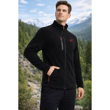 Walke Premium Erkek Tam Cepli Fermuarlı Outdoor Spor Polar Ceket Siyah