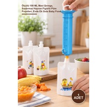 Bebek Püre Doldurma Aparatı Ölçülü 100 Ml Şırınga, Sızdırmaz Hayvan Figürlü Püre Poşetleri, Ev Yapımı Baby Food Puree