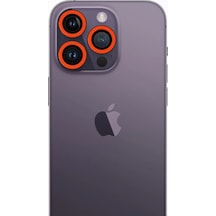 Newface Apple Uyumlu iPhone 12 Pro Neon Fosforlu Kamera Lens - Turuncu,