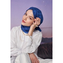 Carell Kazayağı Jakar İtalyan İpekli Şal İndigo Çok Renkli