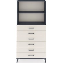 Arges Dolap 2 Raflı 6 Çekmeceli 88x30x182 Antrasit-aytaşı Antrasit