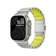 Watch Ultra 49mm Mkst Krd-149 Titanyum Silikon Kordon - Gümüş-yeşil