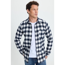 Tudors Erkek Slim Fit Dar Kesim Uzun Kollu Cepli Kareli Dama Desenli Kışlık Oduncu Gömlek-41701 Çok Renkli
