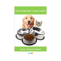 Paslanmaz Çelik Kauçuk Tabanlı Mama Kabı 18 Cm