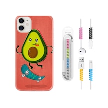Apple Uyumlu iPhone 12 Mini Kılıf Kablo Koruyuculu Avokado Skate 1741