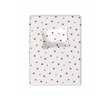 %100 Pamuklu Bebek Aparalı Çarşaf 115x150 + Bebek Yastık Kılıfı 35x45 Kalpli