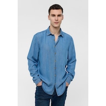 Backandbond Mavi Regular Fit Uzun Kollu Denim Gömlek