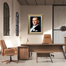 Çerçeveli Deri Atatürk Tablosu 1 Çerçeveli Tablo Işıklı Kumandalı 87x117 Cm Diğer