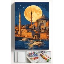 Sayılarla Boyama Seti Numaralı Tuval Fırça Boya Askı Aparatı Dahil Set 40x50 Cm - İstanbul Camii
