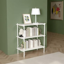 Mobilya Retro 3 Raflı Metal Kitaplık- 80x92x40 Cm Açık Bej