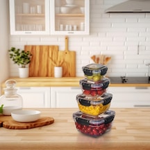 4'lü Set Master Kare Saklama Kabı 275 Ml - 500 Ml - 900 Ml - 1500 Ml 001