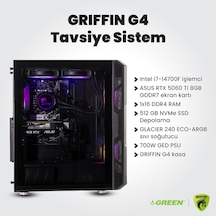 Green GRIFFIN G4 i7-14700F 16 GB 512 GB SSD RTX5060Ti Free Dos Oem Paket Masaüstü Oyuncu Bilgisayarı