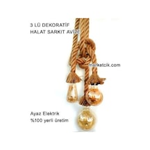 Dekoratif 3 Lü Jut Halatlı Dekoratif Halat Sarkıt Avize (502515200)-Siyah Duy