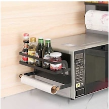 Dancemonkey Mutfak Tek Katlı Manyetik Buzdolabı Raf, Pratik Tutacağı Saklama Aksesuarı Siyah