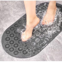 Masajlı Kaydırmaz Banyo Paspası Siyah, Gri, Oval Açık Gri