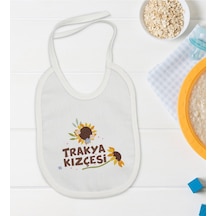 BK Kids Trakya Kızçesi Tasarımlı Beyaz Bebek Mama Önlüğü-1