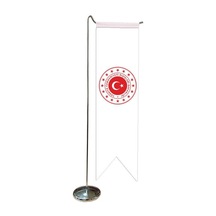 Masa Üstü Kırlangıç Dışişleri Bakanlığı Bayrağı + Krom L Direk Ma