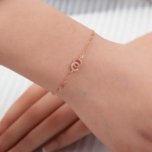 Gümüş Rose Birleşik Halkalar Kadın Kolye Gümüş - Rose Gold