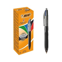 Bıc 4 Colours Grip Pro Tükenmez Kalem 12'li Kutu, Kauçuk Tutacak, 1.0mm Uç, Tek Kalemde Mavi, Kırmızı, Yeşil Ve Siyah Renkler ---