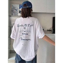 Sparkles Of Light Süprem T-shirt - Beyaz Baskılı Oversize Bisiklet Yaka Kısa Kol Tişört Beyaz
