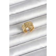 316l Çelik Gold Renk Hasır Model Kadın Yüzük Diğer