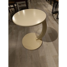 Mercan Mobilya Tekerlekli C Sehpa Yan Sehpa Çap: 40 Yuk :55 Ahşap Renk Krem