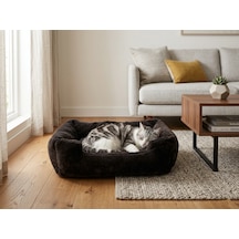 Brt Pet Premium Dikdörtgen Peluş Kedi Yatağı Ve Küçük Irk Köpek Yatağı - 60x40 Cm - Siyah