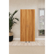 Asra Trend MK-05 %100 MDF 80x180 cm Çok Amaçlı Mutfak Kiler Dolabı Kapak İçi Raflı Erzak Dolabı Beyaz Petra