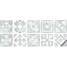 Sones Geometrik Desen Merdiven Duvar Karosu Sticker Mutfak Ocağı Su Ve Yağ Geçirmez Etiketler, Özellikler: U: 20x20cm Ht-013 Gümüş Diğer