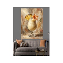 Egzotik Çiçekli Meyve Kokteyl Bardağı Yağlı Boya Dokulu Kanvas Tablo Canvas Tablosu