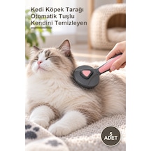 5 Adet Kedi Köpek Tarağı Otomatik Tuşlu Kendini Temizleyen