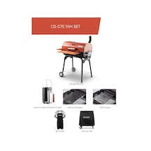 Guruss Cg-075 Kömürlü Barbekü Mangal Tam Set Oksit Kırmızı Model:grs03