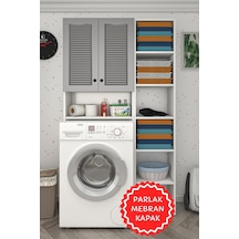 Kenzlife Membran Çamaşır Makinesi Dolabı Sinemmaks Gribyz Panjur 180 096 30 Mebran Kapak Suntalam Gövde Kapaklı Arkalıklı Raflı Beyaz