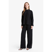 Defacto Wide Leg Geniş Paça Krep Pantolon F3068ax25aubk81 Siyah