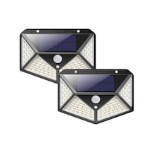 Solar Lamba 100 Led Pır Hareket Sensörlü Dış Duvar Lambası Ip65 Bahçe Teras - 2 Adet 2 Adet.