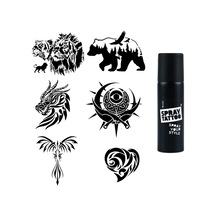 Doğa Modelleri Spray Tattoo Geçici Dövme Seti Dark Siyah Sprey