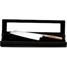 Özel Seri El Yapımı Profesyonel Yekpare Çelik Kiritsuke Şef Bıçağı 30cm - Özel Ahşap Kutulu Kahverengi