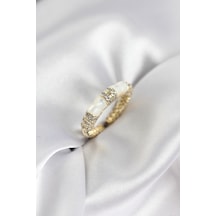 Zirkon Taşlı Kemik Model Gold Renk Kadın Yüzük - Ebj260214w39526 Renkli