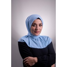 Hürrem Bone Bebe Mavisi Pratik Hazır Geçmeli Tesettür Eşarp Sandy Kumaş Arkad Çok Renkli