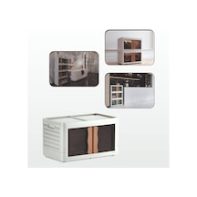 Hi-box Katlanabilir İstiflenebilir Çok Amaçlı Eşya Dolabı Saklama Kutusu Organizer Krem