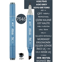 Çift Taraflı Profesyonel Çizim Kalemi Kalıcı Mürekkep Üçgen Gövde İnce Uç 1 Mm Kesik Uç 2-6mm Sketch 7545-koyu Gri Ton