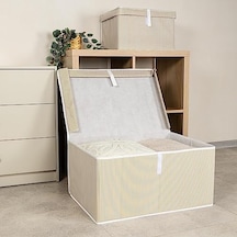 Pazar Kapısı Çok Amaçlı Düzenleyici Kapaklı Sandık Tipi Kutu Hurç Organizer 50 X 40 X 30, Kahverengi