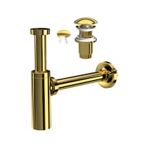 Suera Moon Ayarlanabilir Lavabo Sifonu + Elixir Pop-up Set Altın - Taşma Delikli