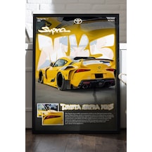Toyota Supra Mk5 Siyah Ahşap Çerçeveli Poster, Dekoratif Araba Duvar Tablosu