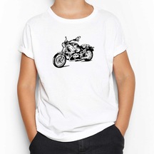 Kruvazör Motosiklet Çizim Beyaz Çocuk Tişört