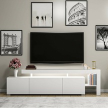 Bmdekor Tv Sehpası Buğra Beyaz Led Işıklı