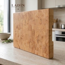 Ladin End Grain Kesme Tahtası 41x26x4 Cm Masif Ahşap Kasap Bloku Bej